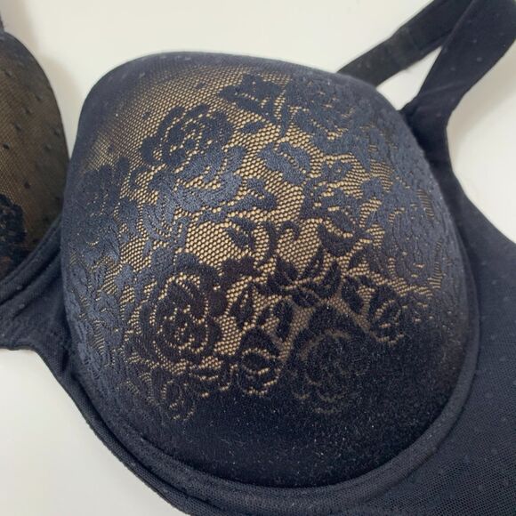 Soma Stunning Support Black Lace Full Coverage Underwire Bra 40DD - Picture 3 of 8